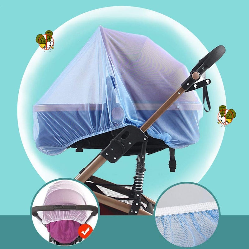 Sysmie Durable Baby Stroller Mosquito Net (2 Pack) - Perfect Bug Net for Strollers, Bassinets, Cradles, Playards, Pack N Plays and Portable Mini Crib (Blue) - Image 4
